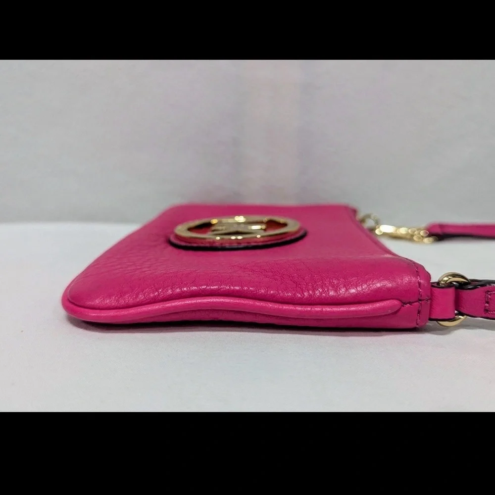 Michael Kors Fulton Pebbled Leather Wristlet Mini Bag Pink Gold 38T1CFTW1L